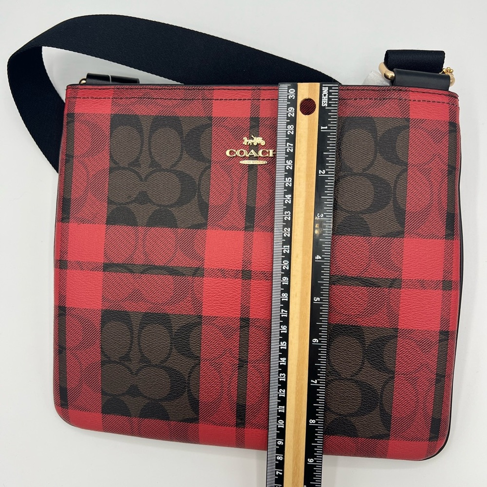 Coach Plaid Red, Brown and Black Crossbody Bag. Adjustable strap. - Picture 6 of 6